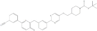 CAS＃1103506-80-4|Tert-butyl 4- {（2-（3-（3--シアノフェニル）-6-オキシドロピリダジン-1-イル）メチル）フェニル）ピリミジン-5-イル）酸素]メチル}ピペリジン-1-カルボン酸